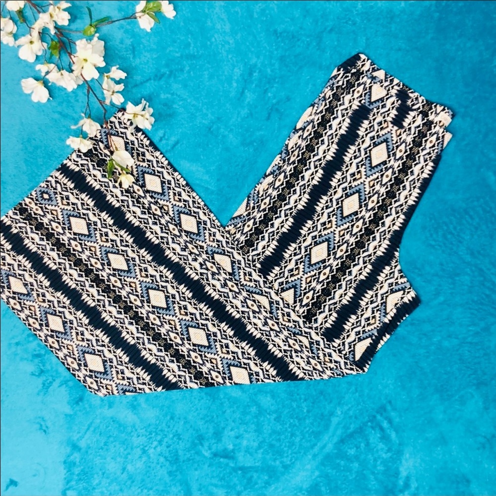 Navy/Tan Palazzo Pants